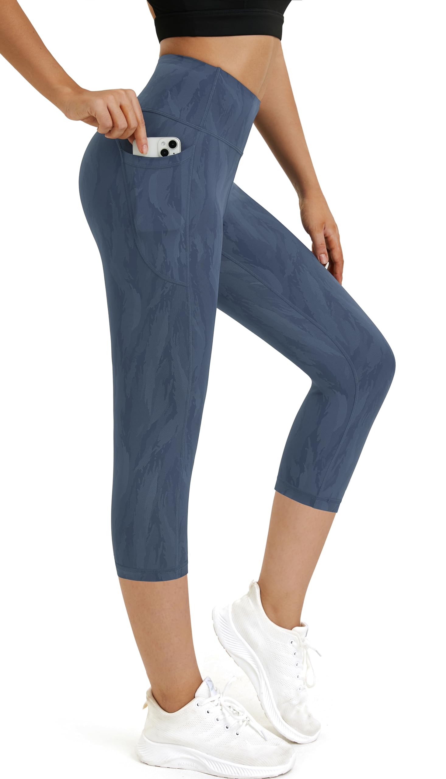 Neonysweets Womens Printed Tummy Control Yoga Workout Leggings Pocket