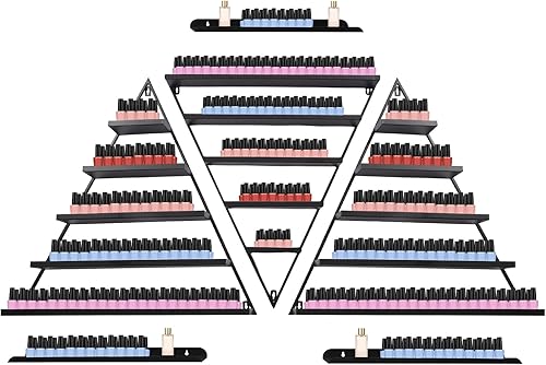 Estante de exhibición de esmalte de uñas, paquete de 3 estantes de exhibición de esmalte de uñas de metal de 6 niveles, moderno estante flotante