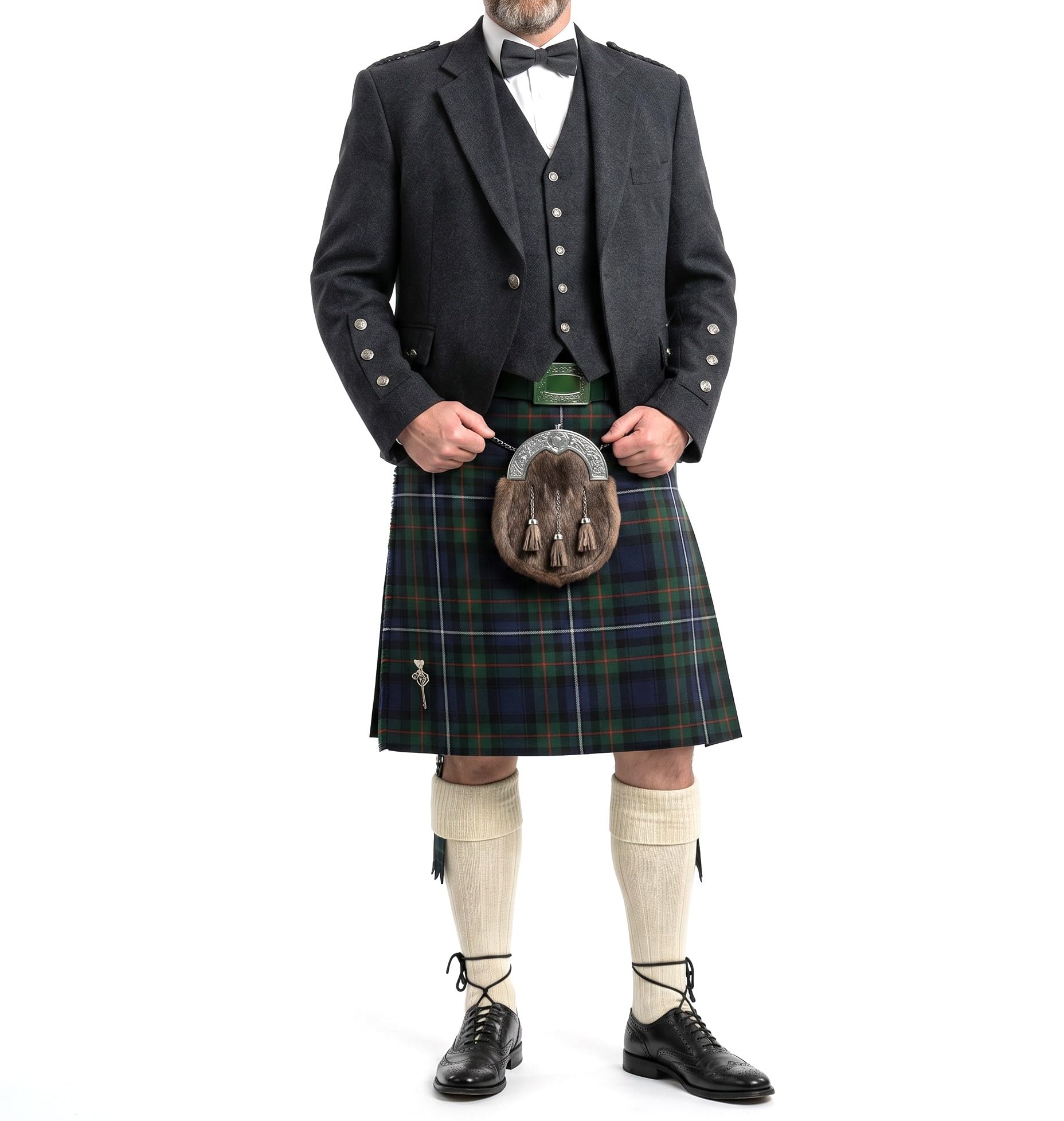Tartan Tweeds Men's 8 Yard Wool Blend Kilt, 12oz Weight, Extra Deep Pleats, Standard Fit (UK, Waist, 46, Regular, Regular, Robertson Hunting Modern)