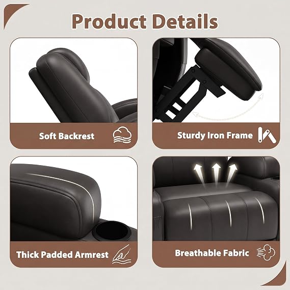 Flamaker Swivel Rocker Recliner Chair with Vibration Massage