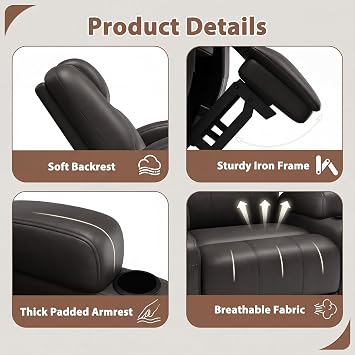 Flamaker Swivel Rocker Recliner Chair with Vibration Massage