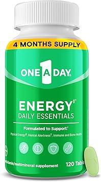 One A Day Energy Daily Essentials Multivitamin, Energy Supplement to Support Mental Alertness and Immune Health with Vitamins A C, D, E, Zinc and Caffeine, 120 Count