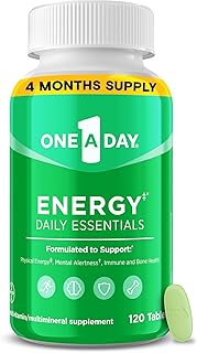 One A Day Energy Daily Essentials Multivitamin, Energy Supplement to Support Mental Alertness and Immune Health with Vitamins A C, D, E, Zinc and Caffeine, 120 Count