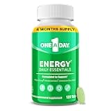 Energy Daily Essentials Multivitamin, Energy Supplement to Support Mental Alertness and Immune Health with Vitamins A C, D, E, Zinc and Caffeine, 120 Count