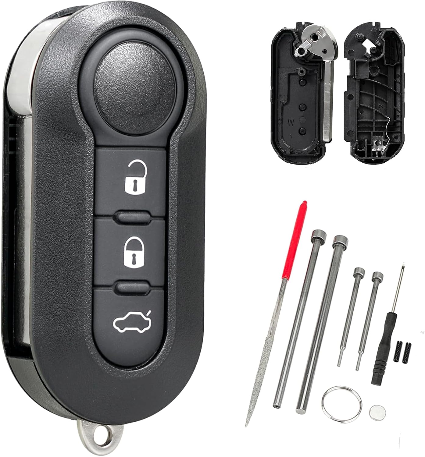Flip For Citroen Peugeot Fiat 500 Key Fob Case with Pin Removal Tool