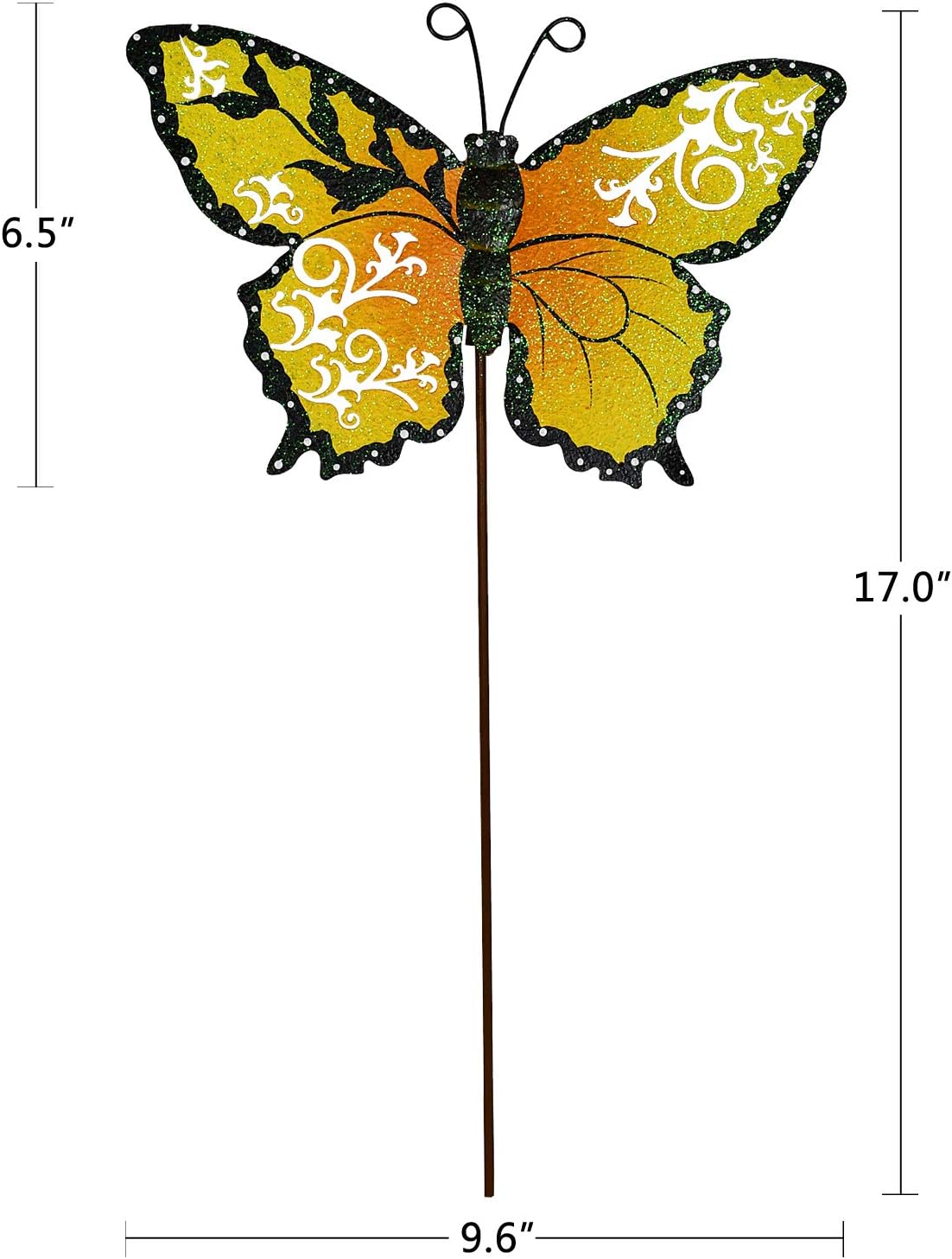 E-view Metal Butterfly Garden Stakes Flower Pot Decorative Stake Set of 3 Indoor Outdoor Decor Lawn Art Ornaments for Yard Patio Pathway