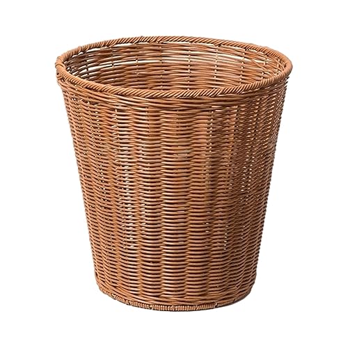 Cesta de basura redonda de ratán de imitación, papelera de mimbre, cesta de almacenamiento tejida para artículos diversos, contenedor de basura para disponible en Yaxa El Salvador