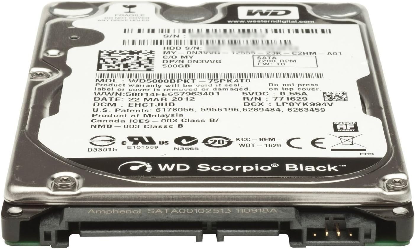 Amazon.com: WESTERN DIGITAL WD5000AUDX AV-GP Green 500GB 32MB cache ...