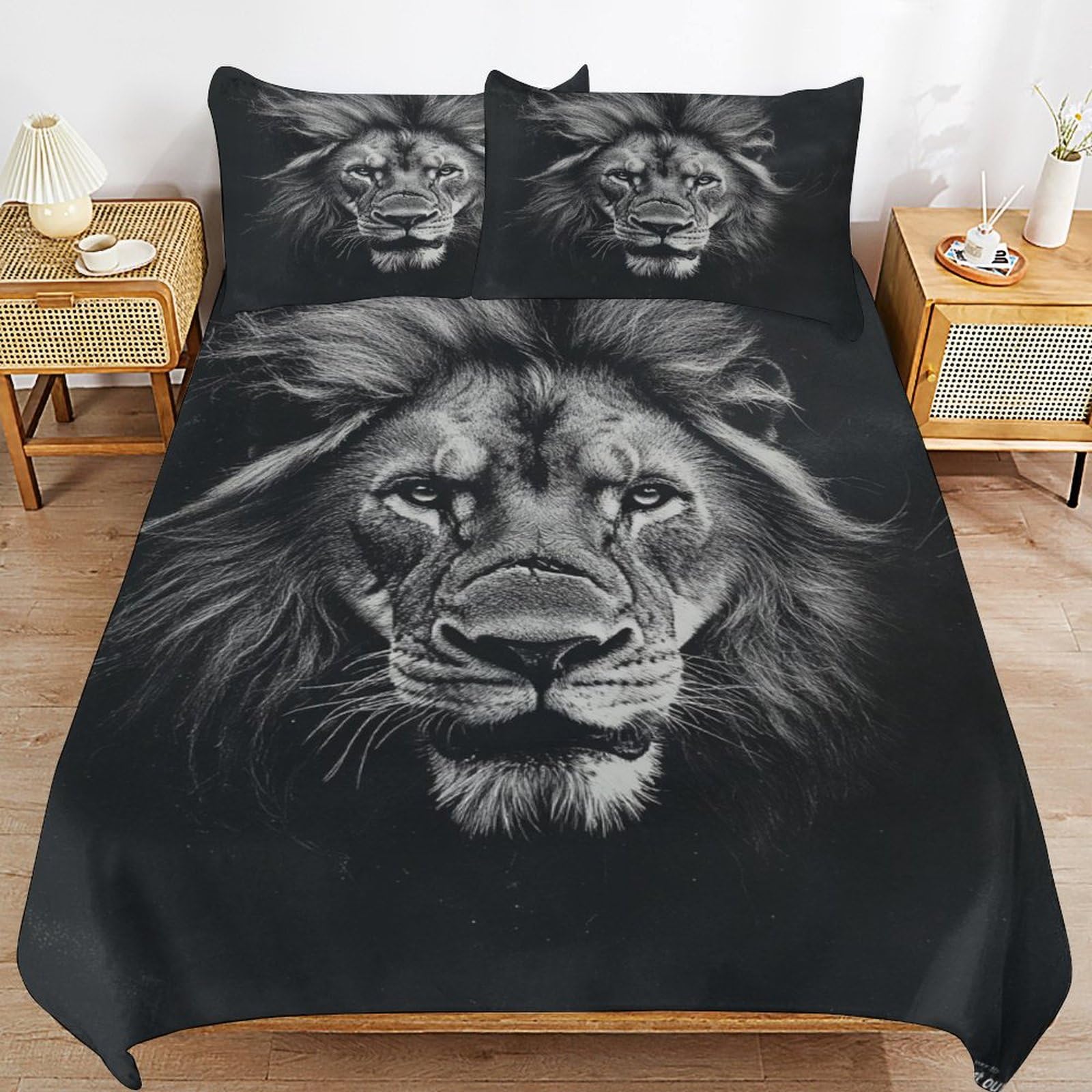 Juego de ropa de cama de león 200x200 para habitaciones infantiles