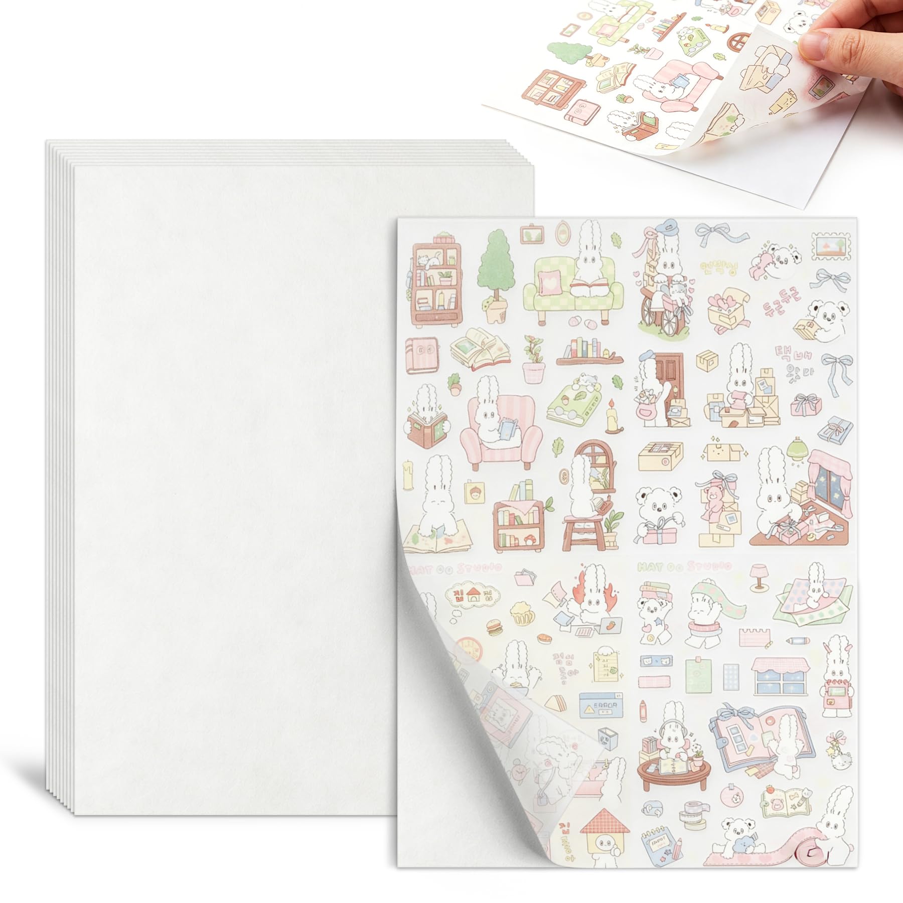 Philbinden Bedruckbarer Washi-Papier-Aufkleber, 21,6 x 28,9 cm, Weiß, Mehrzweck-Kopierpapier