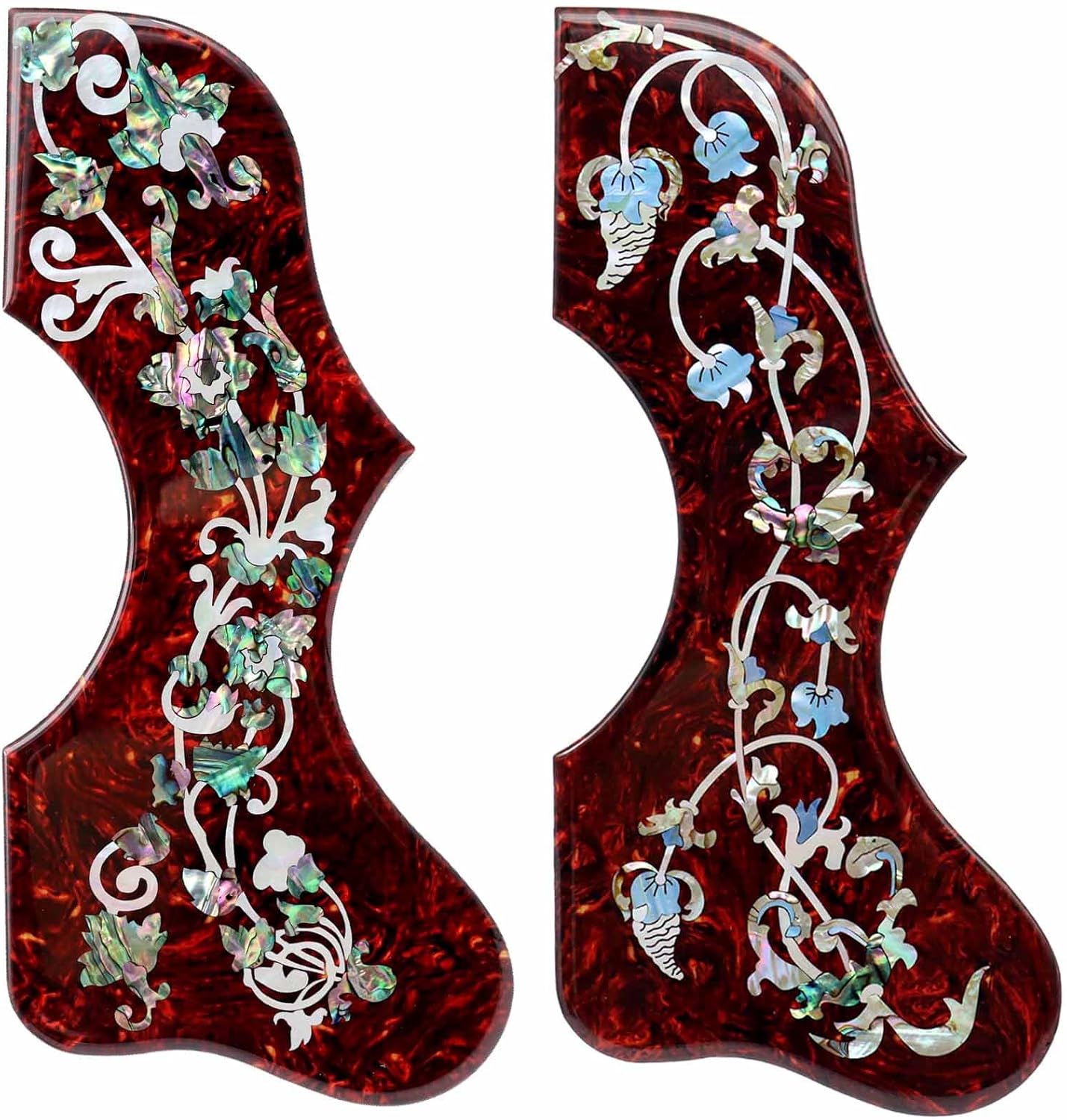 Acoustic Guitar Pickguard Inlaid Abalone and pearl - Thicken substantial self-adhensive pickguard for J200 SJ200 Acoustic Folk Guitar Parts (Red Tortoise 1)