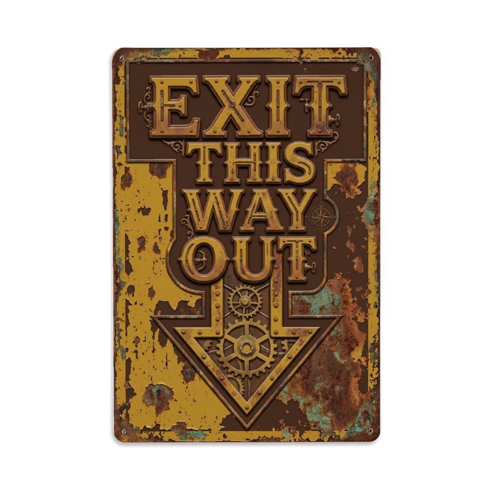 Exit This Way Out Safe Passage Metal Tin Sign Plaque Wall Decor for Cafe, Club Bar, Office, Home Garden Metal Poster 8x12Inch