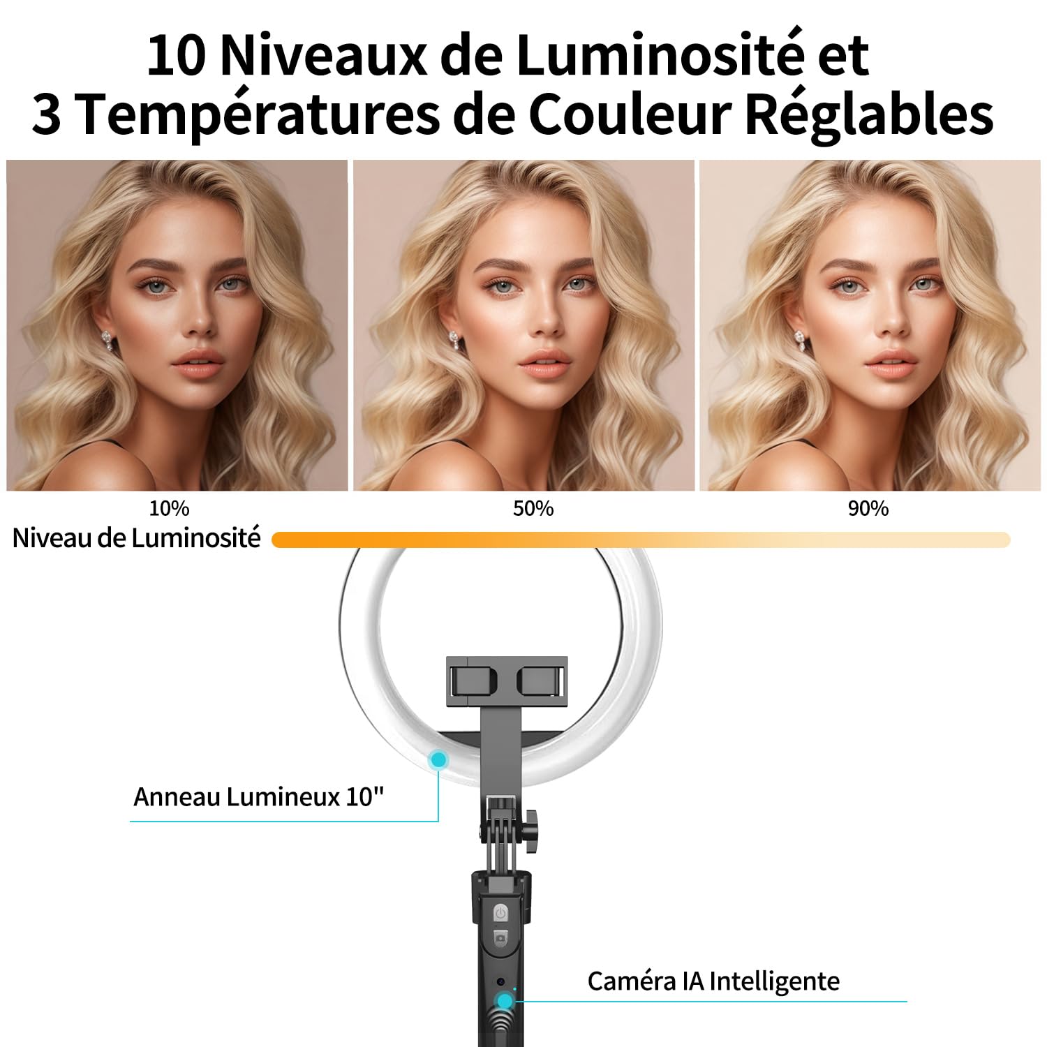 yAyusi Trépied Rotation à 360° de Suivi Automatique du Visage avec Anneau Lumineux,180CM Trépied de Téléphone Perche à Selfie avec Télécommande,Trépieds à Capteur Mouvement pour Vidéo/Vlog (3 Couleur)