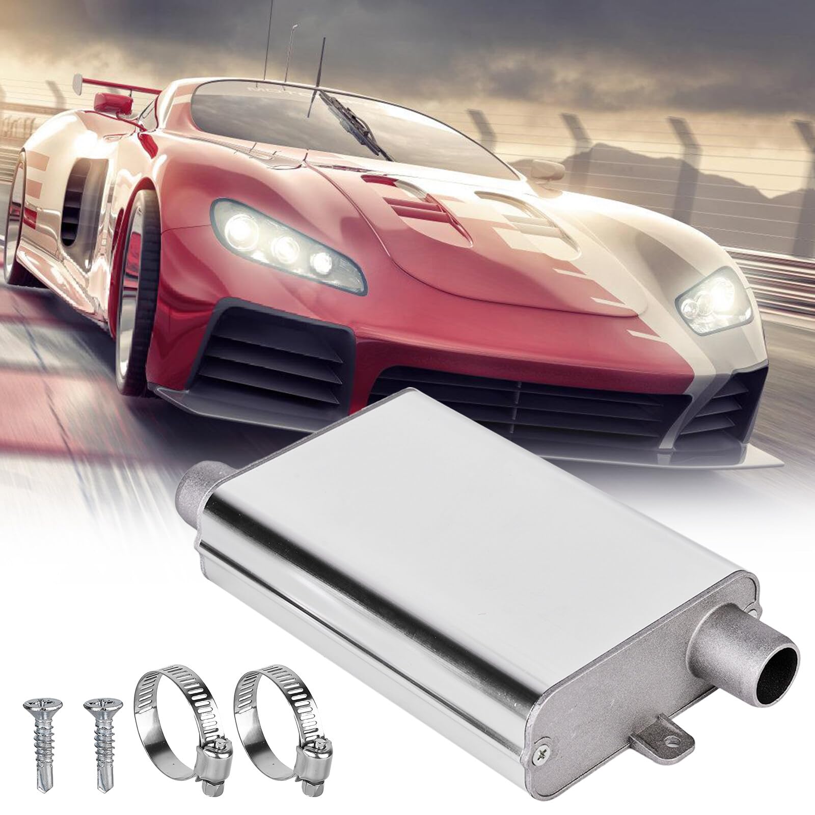 Tubo di scarico, silenziatore, 24 mm, silenziatore per riscaldamento ausiliario, silenziatore di scarico per riscaldamento di parcheggio, set con clip e viti ispessite, kit silenziatore per sistemi di