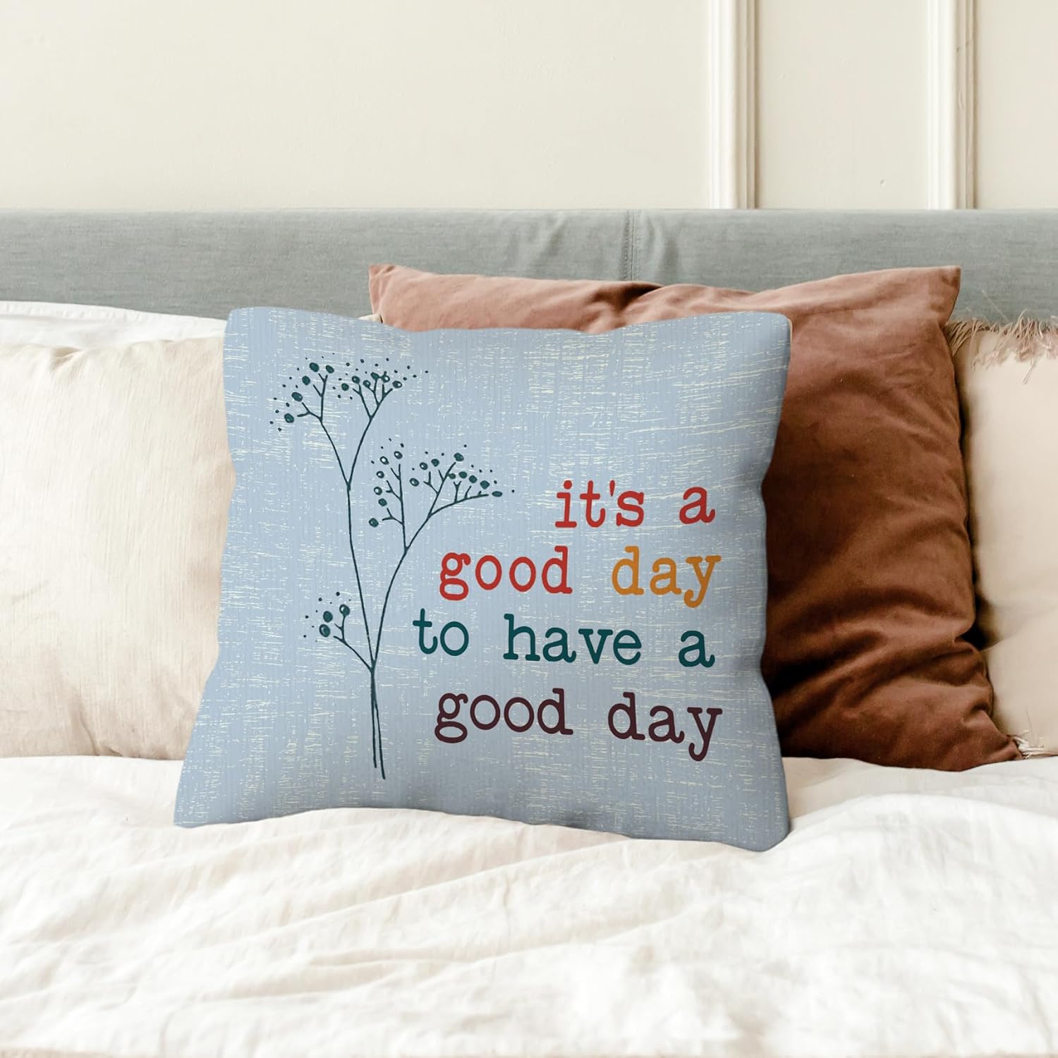 kdqua Positive Motivational Pillow Covers 18x18, Inspirational Blessed Throw Pillow Covers for Home Office Kids Room Playroom Nursery Room Decor, Positive Gifts for Women Coworker Mom Aunt Teacher - Image 2