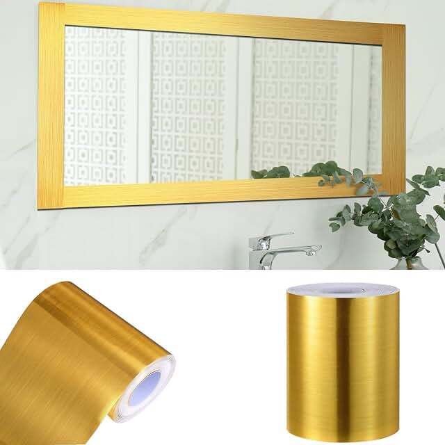 Wood Grain Mirror Frame Border Peel and Stick
