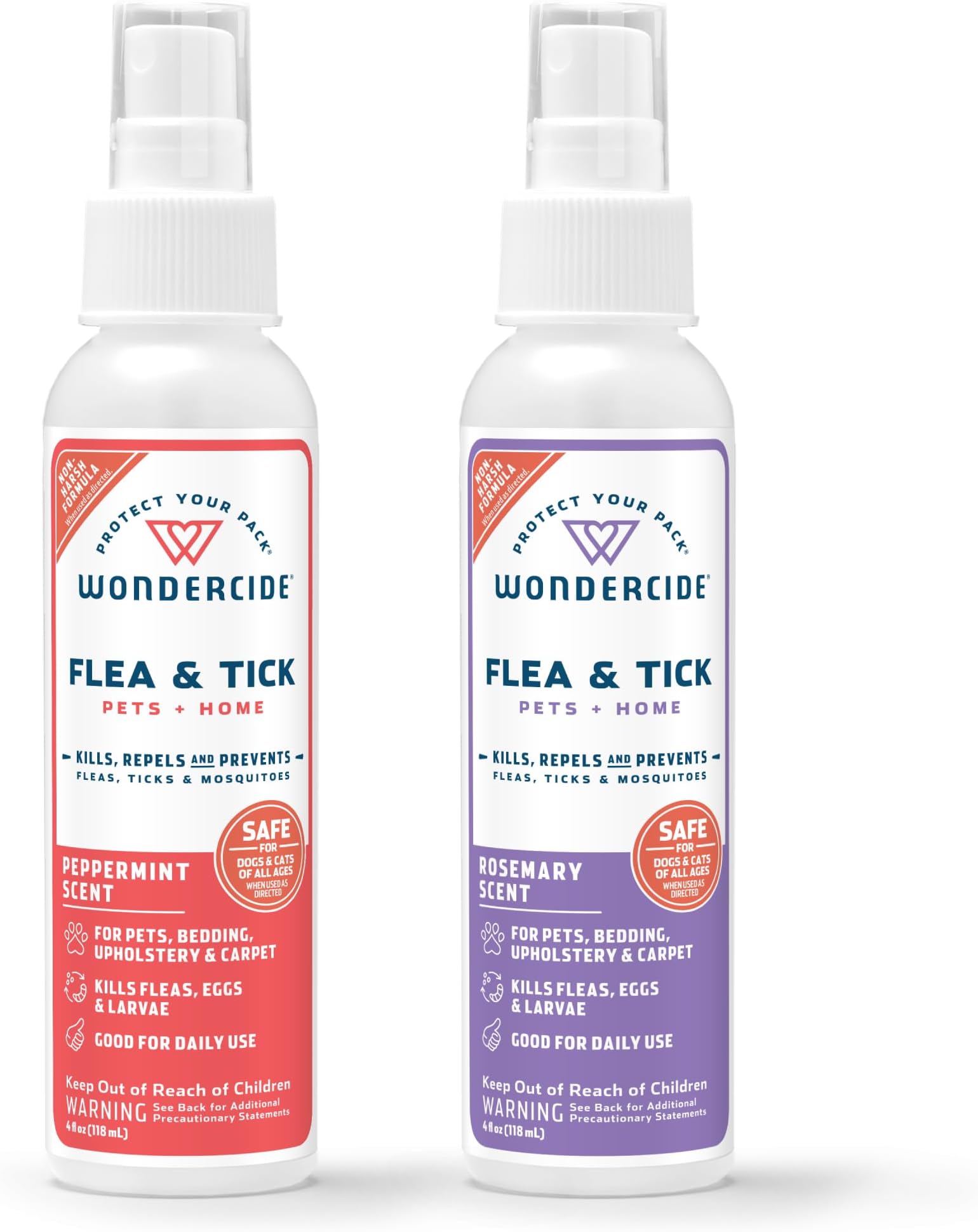 Flea, Tick and Mosquito Spray for Dogs, Cats, and Home - Flea and Tick Killer, Control, Prevention, Treatment - with Natural Essential Oils - 4 oz - Peppermint & Rosemary 2-Pack