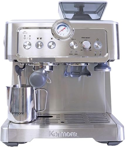 Vista 10 de Máquina de Espresso Kenmore - Cafetera Automática con Prensador Automático, Limpieza Automática, Vaporizador de Leche y Espumador, Molinillo