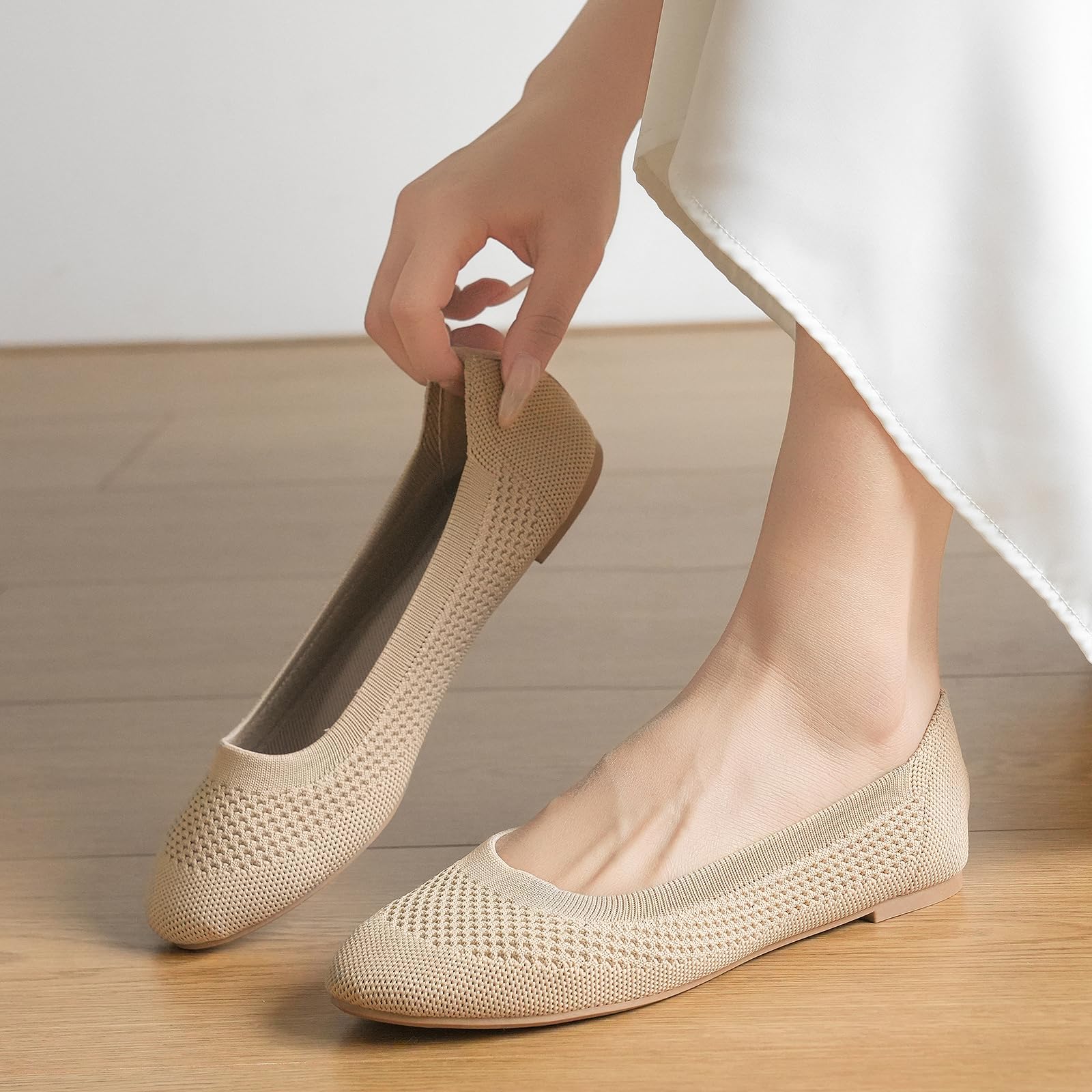 Bailarinas Mujer Zapatos Planos Cómodo Redonda Manoletinas Pretty Bailarinas Deportivas, Elegentes Ballet Flats Transpirables de Punto, para Compras, Caminar, Salir de Fiesta, Trabajar
