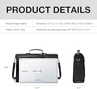 ECOSUSI Női Aktatáska Vegán Bőr Laptop Táska Munkához Válltáska Számítógép Táska Levehető Masnival 6