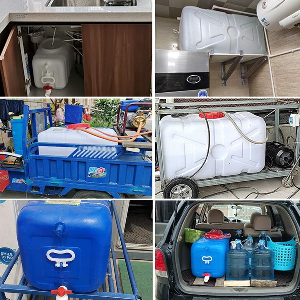 Water Tank Large Thicken Water Storage Barrel with Spout Hose,Home Horizontal Plastic Water Tank,Water Storage Bucket,Rectangular Rainwater Collection Bucket White(Size:45L)