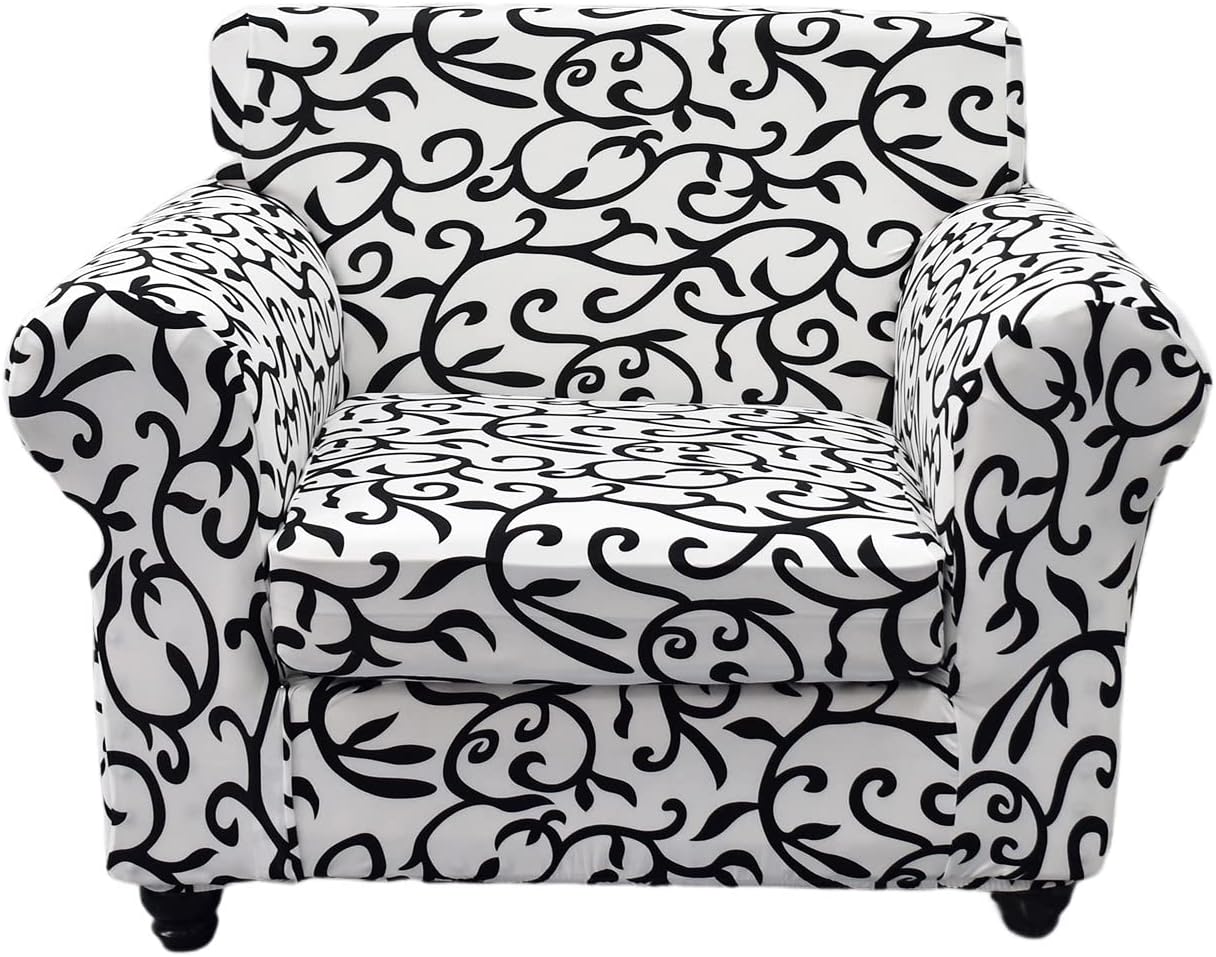 Couch Chair Cover 2 Pieces Printed Armchair Slipcovers Stretch Spandex Couch Cover 1 Seater Soft Furniture Slipcover with Elastic Bottom for Living Room
