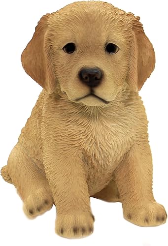 Pacific Giftware Golden Retriever - Estatua de cachorro realista con ojos de cristal