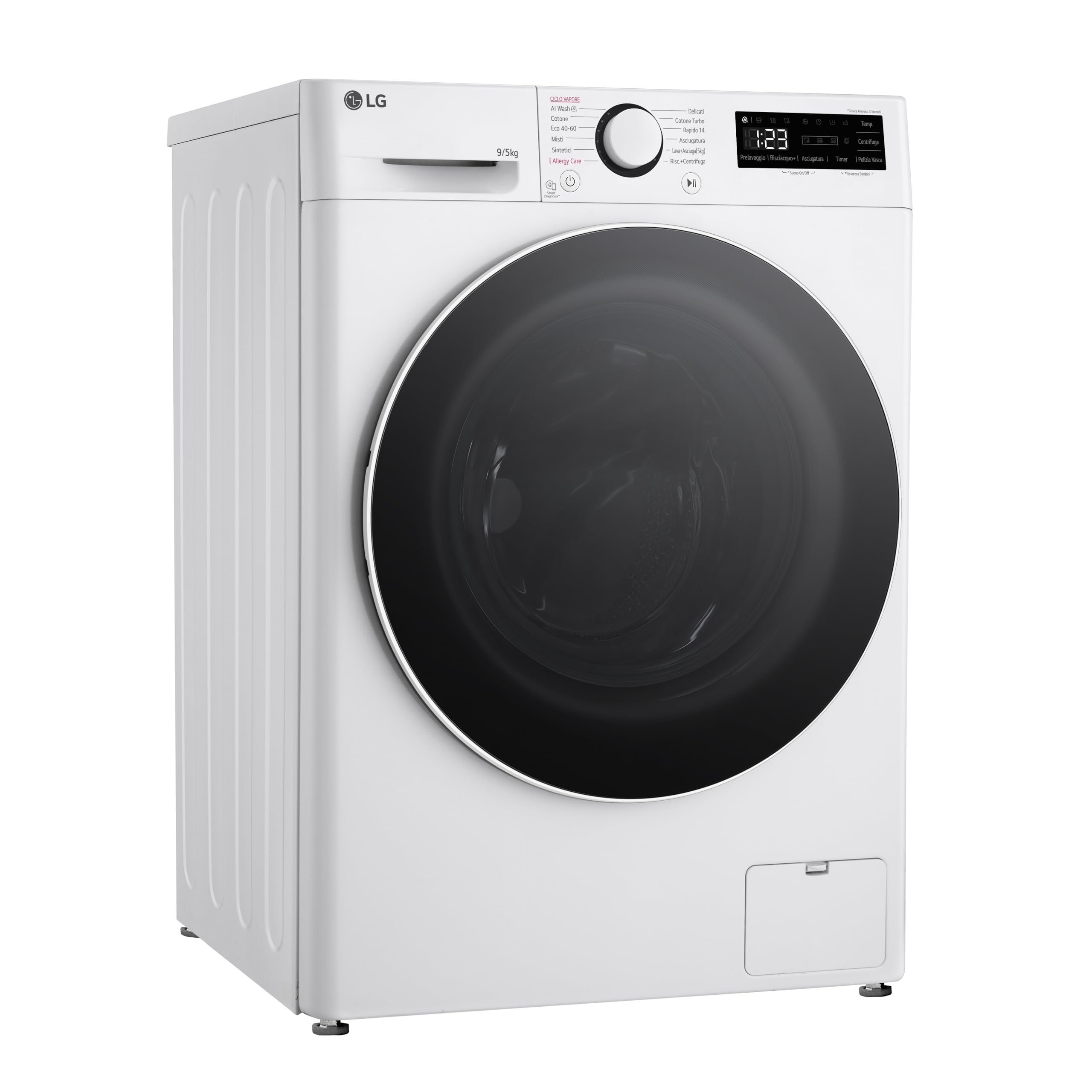 LG D2R5S09TSWW Lavasciuga 9.5 kg, Classe A-10%/E