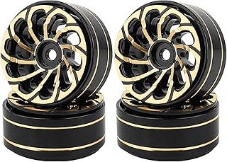 RZXYLRC 1.0 Brass Beadlock Wheel Rims 4PCS Brass Crawler Wheels for TRX4M SCX24 FCX24 1/24 1/18 RC Crawler,42g/pcs (Whirlwind)