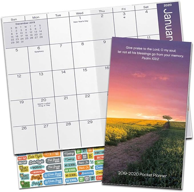Psalms Monthly Pocket Planner 20192020 with DateWorks Calendar Stickers (Two Year