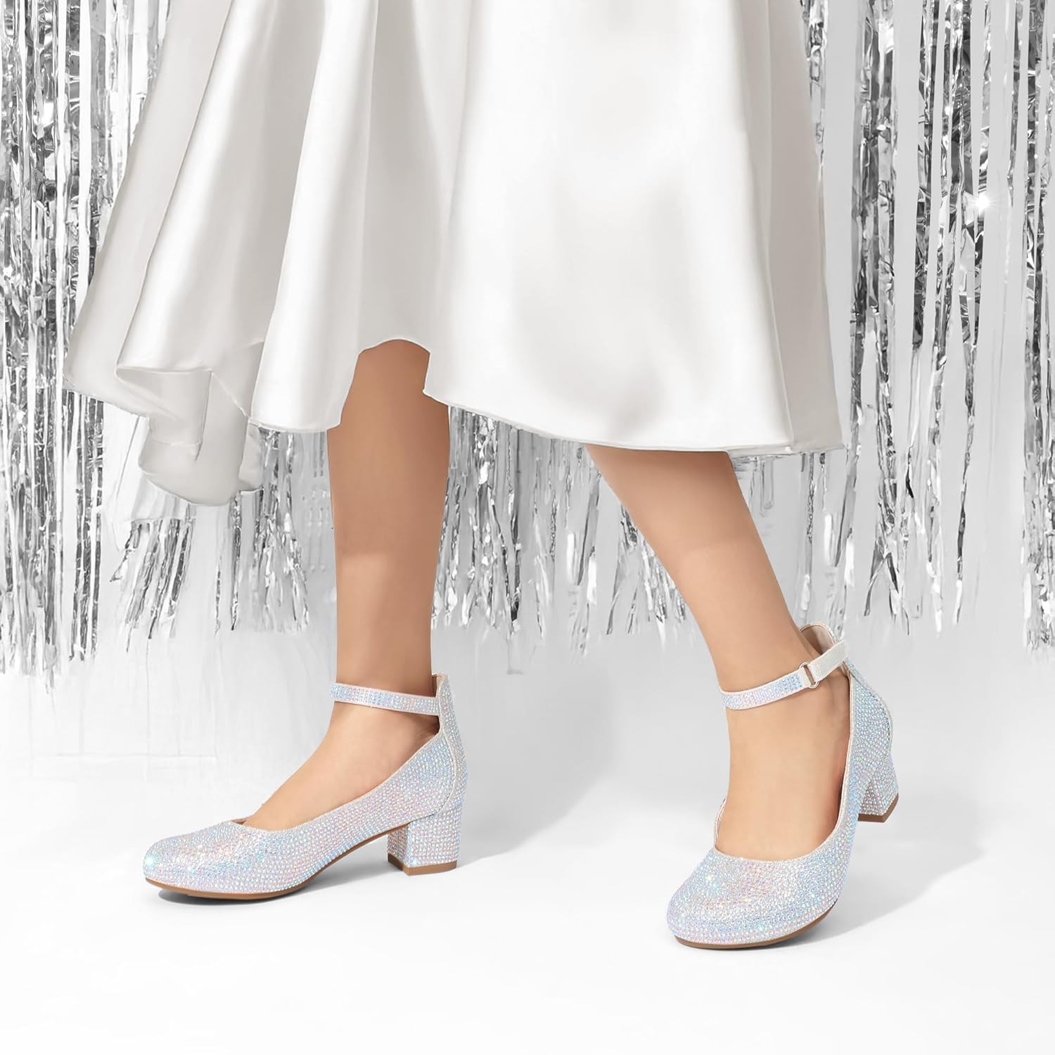 DREAM PAIRS Girls Dress Shoes Chunky High Heels Ankle Strap Party Wedding Princess Pump for Little Big Kid - Image 3