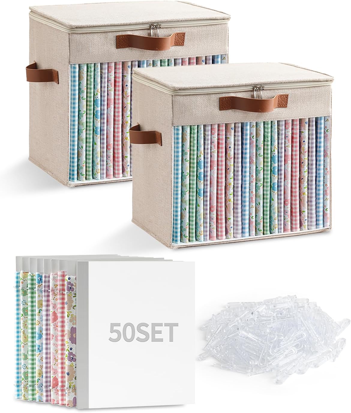 2-Pack Fabric Storage Boxes, 8.5x11 Fabric Organizer Boards