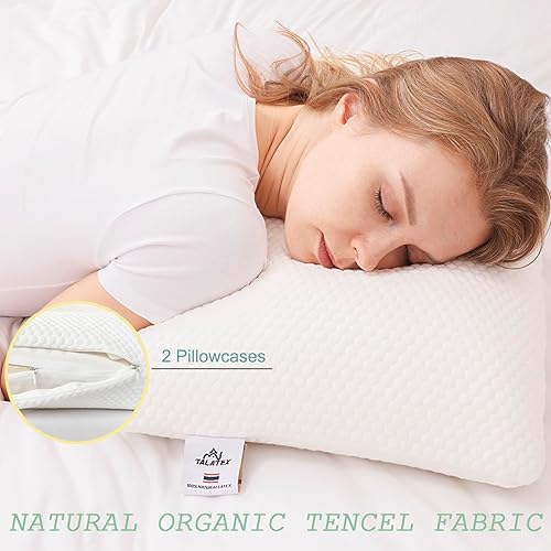Miniatura 5 de Talalay - Almohada de látex 100% natural de alta calidad, ayuda a aliviar la presión, paquete perfecto, el mejor regalo con funda extraíble Tencel