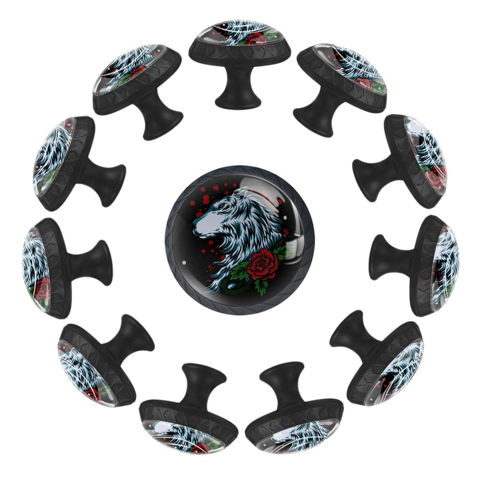 Boutons de tiroir loup et rose (lot de 12) de 35 mm pour relooker une commode de chambre