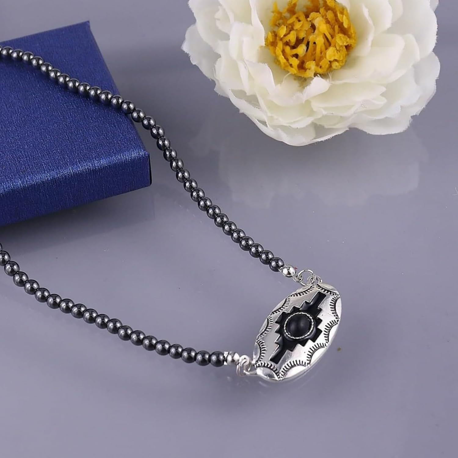 Western Turquoise Necklace for Women Boho Vintage Navajo Pearl Necklace Country Cowgirl Jewelry Accessories - Image 6