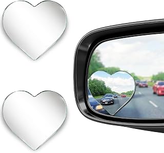 2Pcs Heart Shaped Blind Spot Mirrors for Cars, HD Glass Frameless Convex Side Mirror Blindspot, Universal Fit Stick-On Wide Angle Rear View Mirrors for SUVs, Trucks and RVs