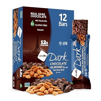 NuGo Dark, Almond w/Sea Salt, 12g Vegan Protein Bar, Gluten Free, 12 count