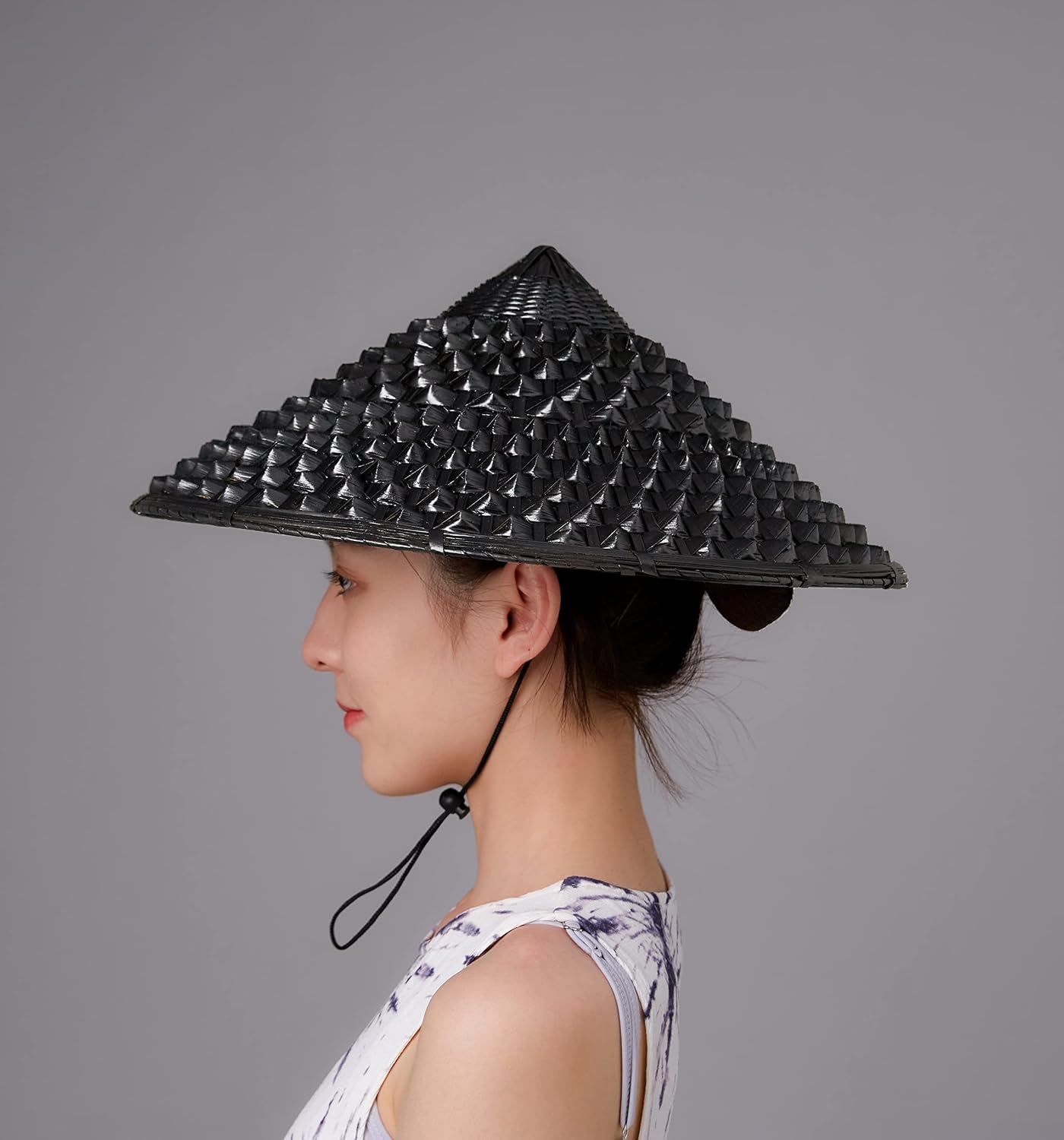 Handmade Japan Samurai Hat Bamboo Hat Cosplay Knight Black