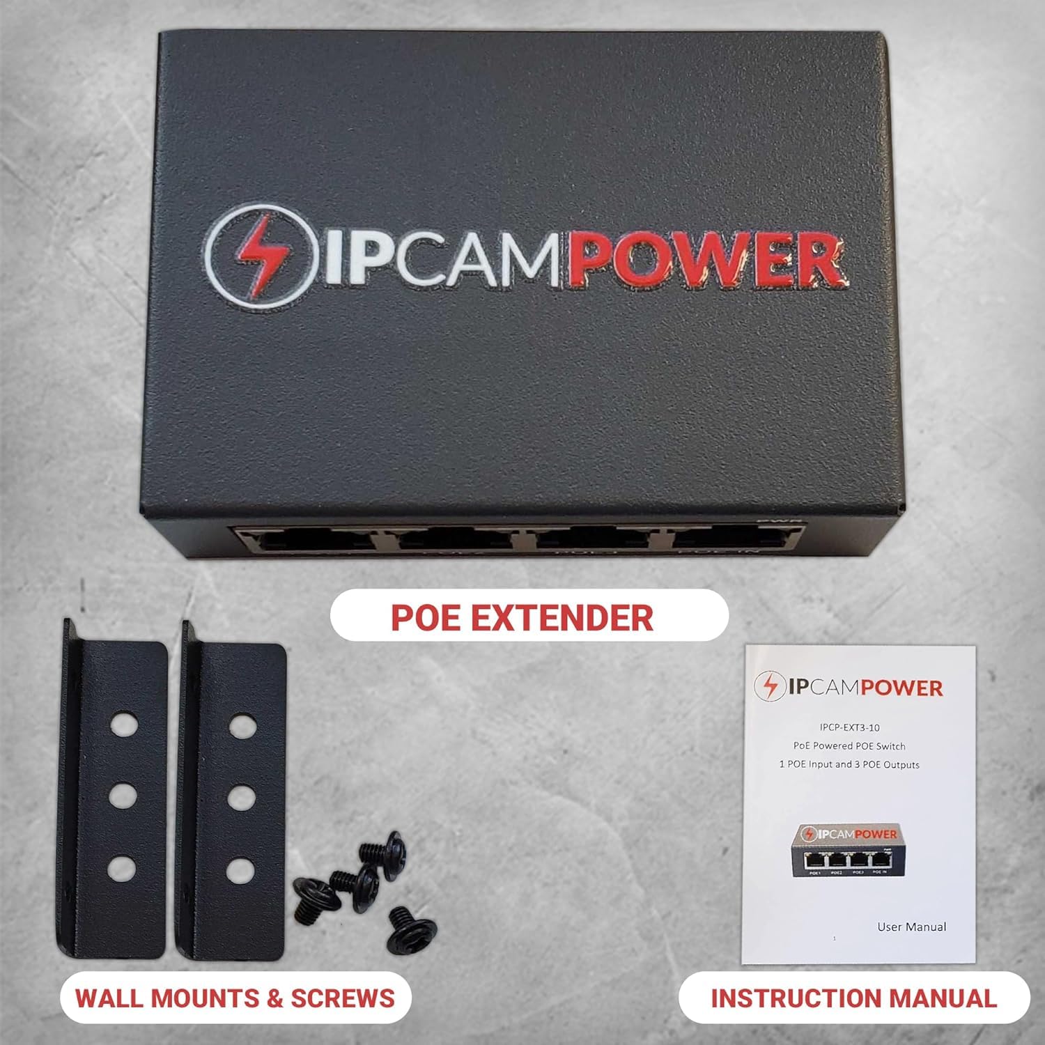 Commutateur 3 ports et câble réseau Cat5 Cat6 Midspan Répéteur de portée pour caméras IP Gigabit 10/100/1000