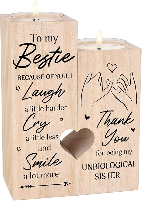 Heart-shaped-Candlestick Anniversary Birthday Candle Decoration Husband gifts for womensister gifts friendship gifts(To My Bestie)(B)