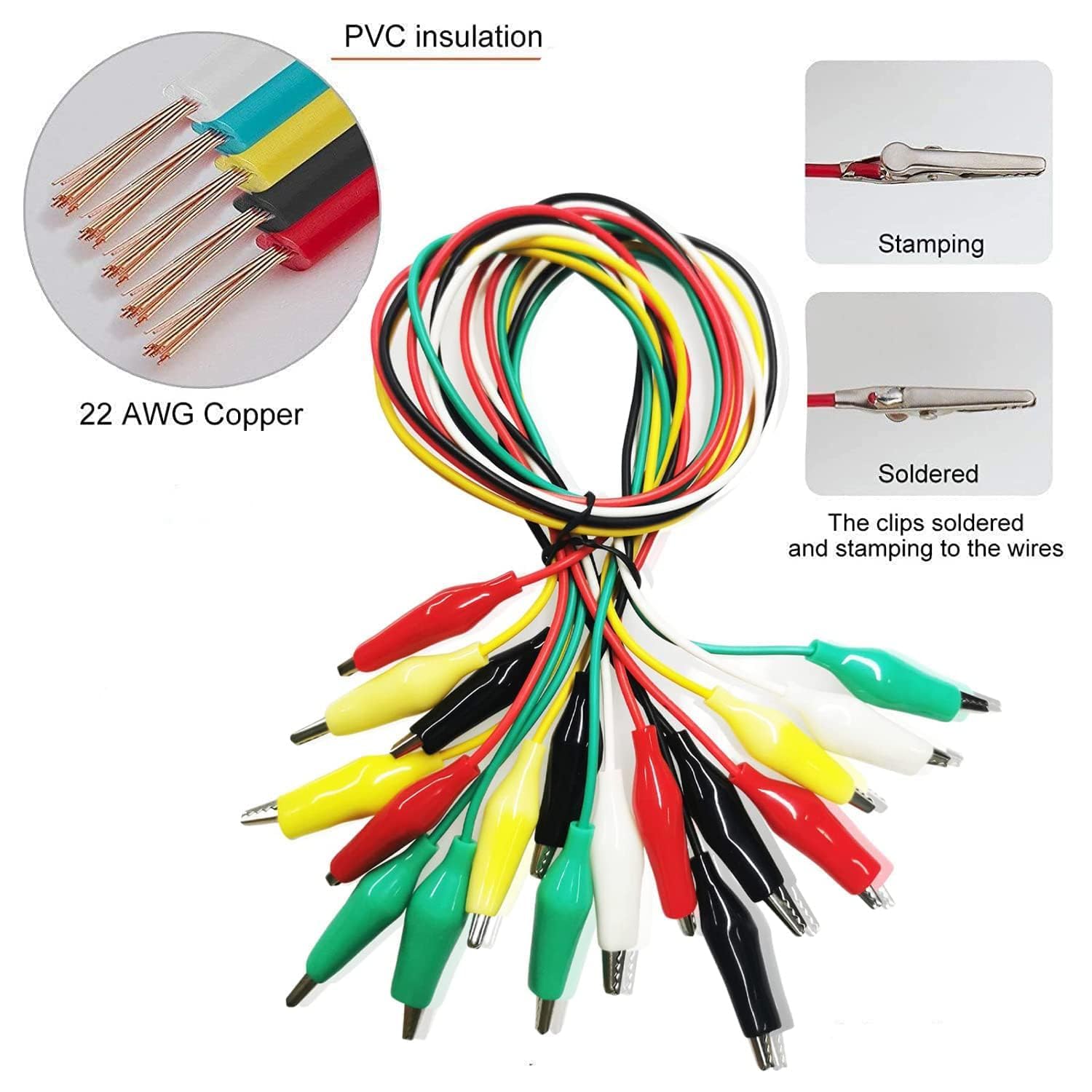 Lot De 10 Pinces Crocodiles Double Tête - Pour Tests électriques, Alimentations - Longueur 27 Mm, Réutilisables