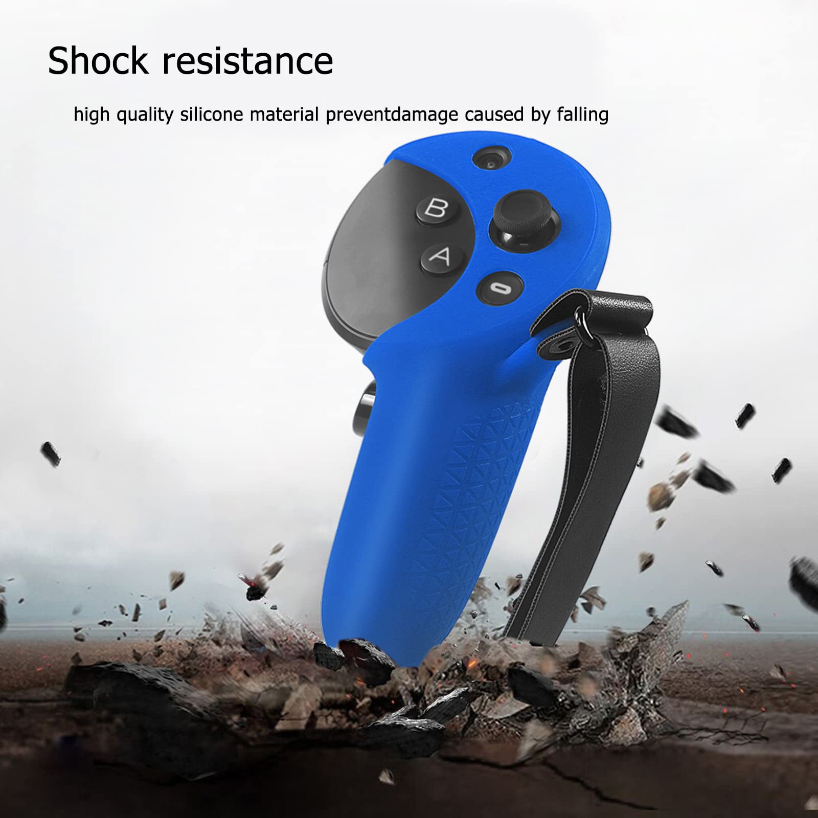 Cover in silicone per Meta Quest Pro, custodia protettiva compatibile con accessori Meta Quest Pro, impugnature per controller touch con cinghie per nocche (blu)