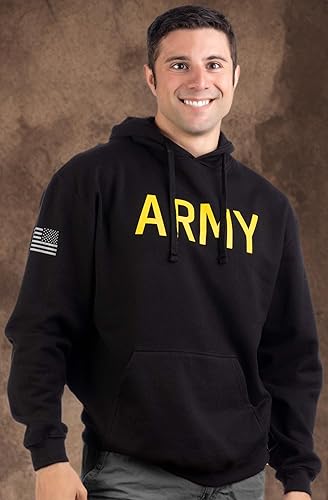 Miniatura 7 de Ann Arbor T-shirt Co. ARMY PT Style Sudadera con capucha  Sudadera con capucha de forro polar para entrenamiento militar de infantería de EE. UU