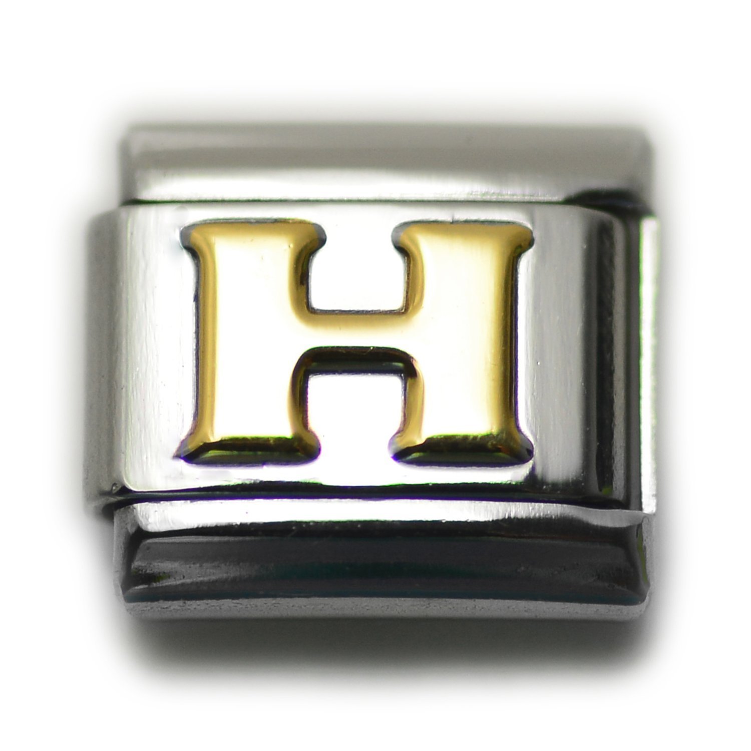 Dolceoro Alphabet Letter Initial, 9mm Traditional Classic Type Italian Modular Charm Link - Stainless Steel