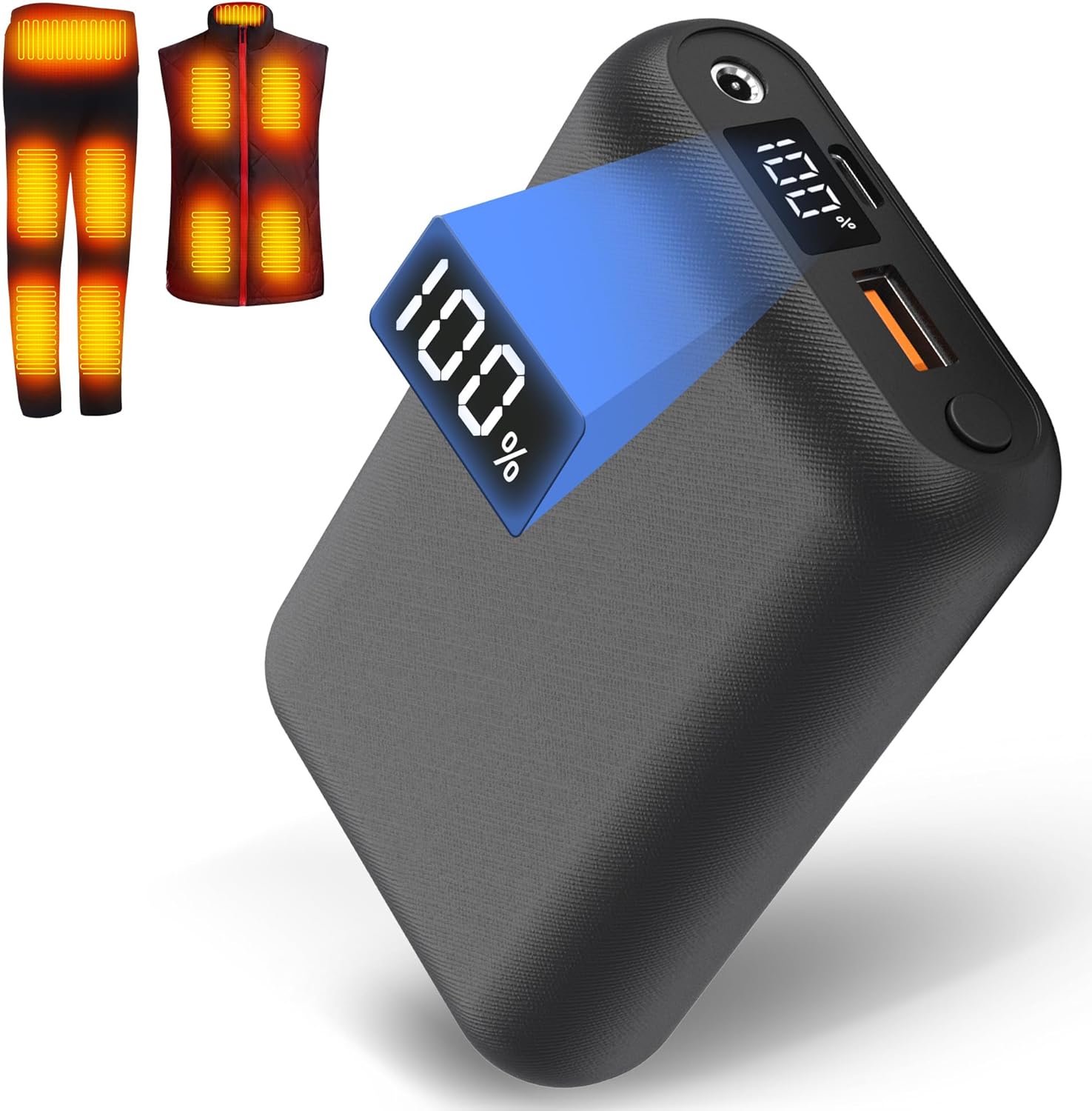 7.4V2A 20000mAh Battery Pack for Heated Vest Jacket Coat Pants and Heating Underwear, DC Port Heated Clothing Replacement Battery Pack