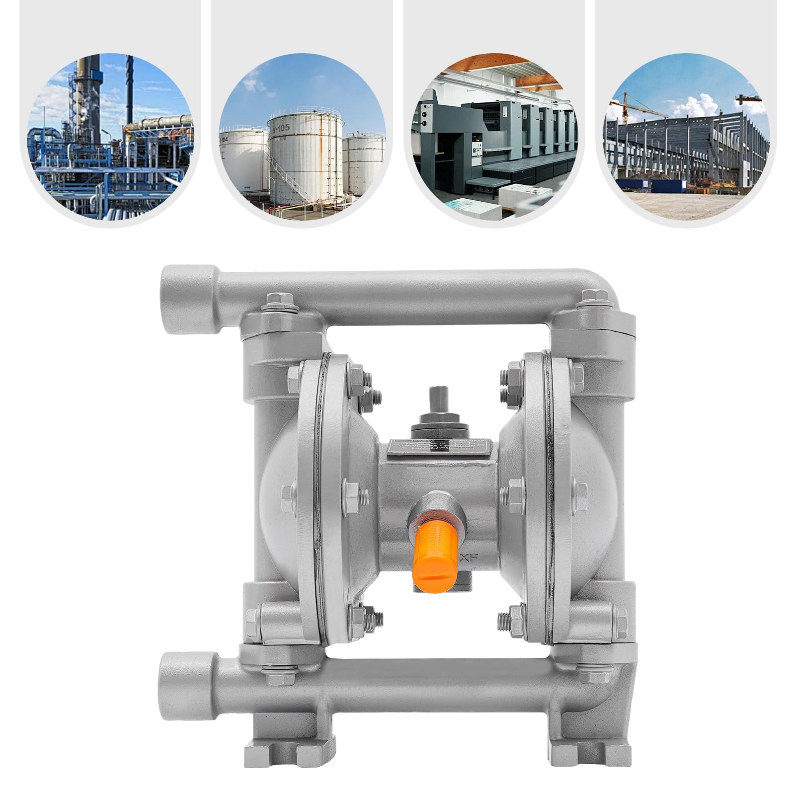 QBY-15Z Bomba neumática de diafragma – Caudal 0 – 1 m³/h, altura total de extracción 69 m, altura de aspiración 0 – 5 m, presión máxima de suministro de aire 7 bar, ideal para aceite, diésel