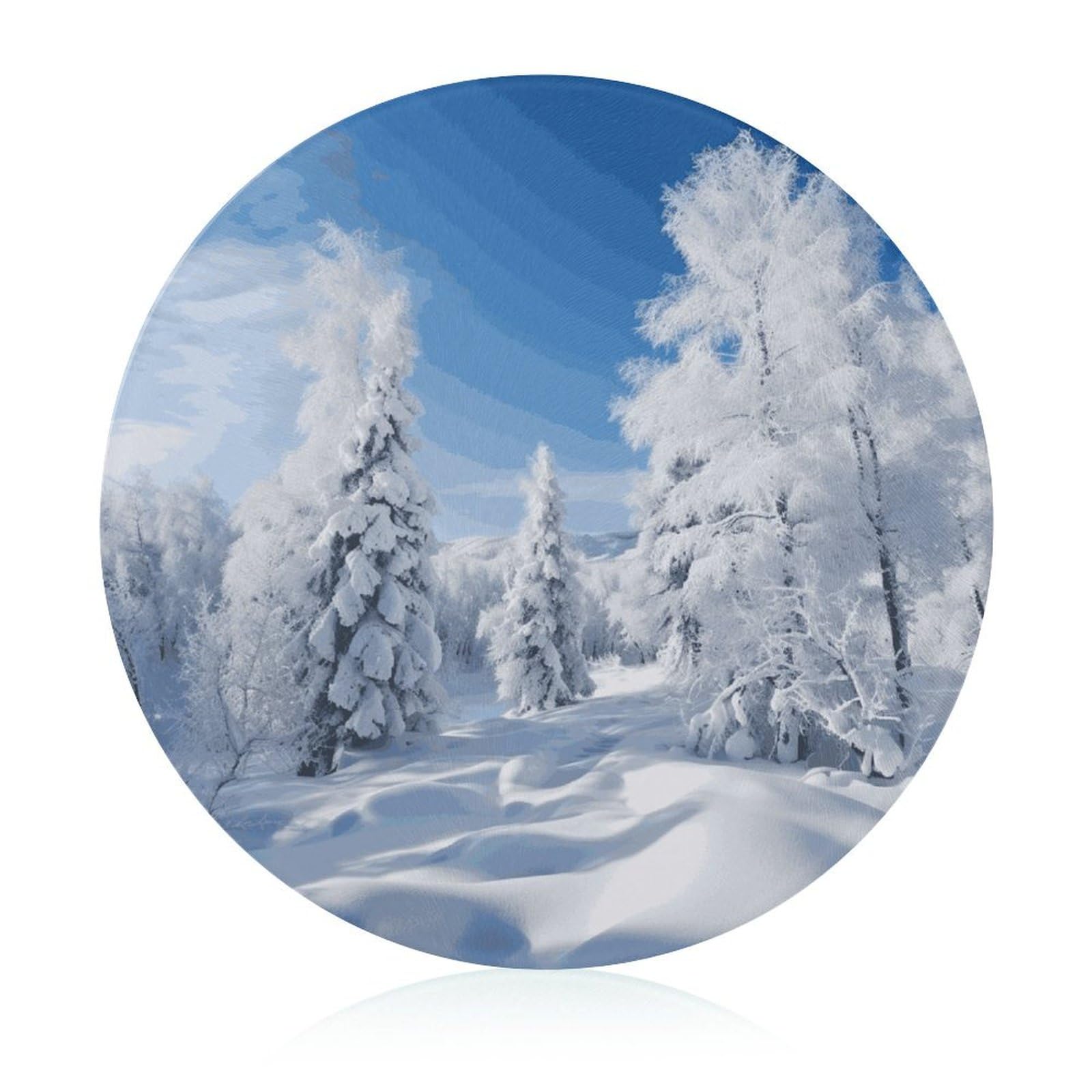 Planche à découper en verre décor neige pour sublimer vos repas de comptoir