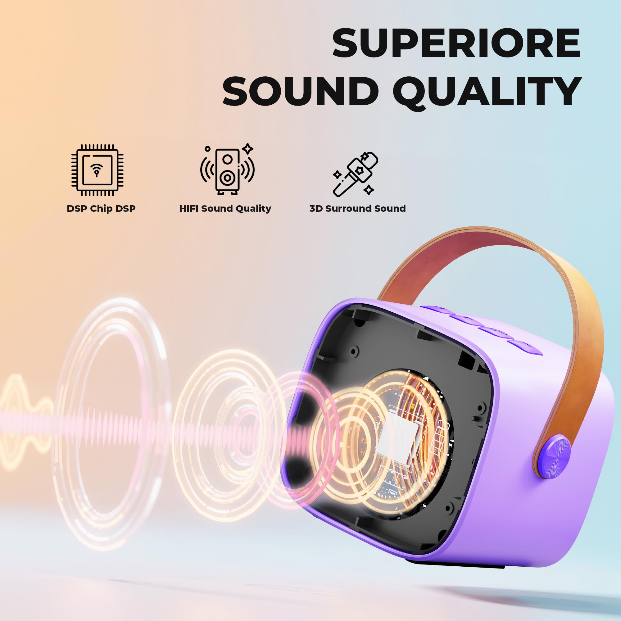 Ankuka urządzenie do karaoke z 1 mikrofonem bezprzewodowym dla dzieci, przenośny zestaw Bluetooth KTV, głośnik z efektami zmiany głosu i diodami LED, dla chłopców i dziewczynek, prezent na imprezę