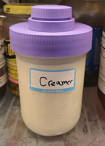 Miniatura 5 de Brewing America Tarro de crema con tapa de vertido, 1 pinta (16 onzas) tarro de bola de boca ancha con tapa de vertido morada, para leche, azúcar y