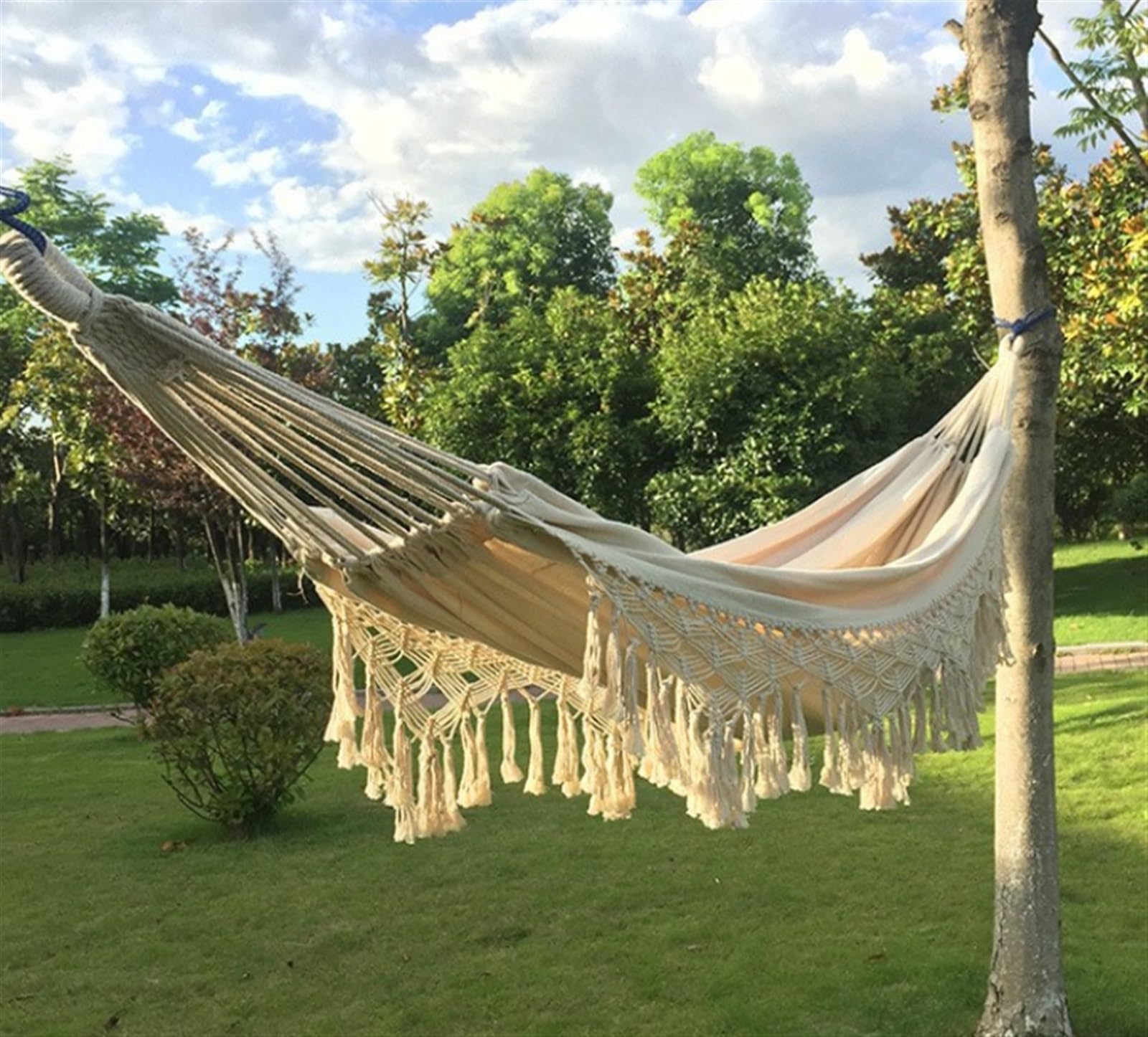 Hamak Ultralekki, Hammock 150x200 Cm Kryty Odkryty Hamak W Stylu Boho Makrama Duże Płótno Miękkie Hamaki Łóżko Dla Dwóch Osób Domu na Kemping, na Zewnątrz